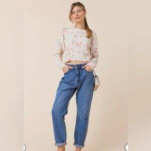 Mi Ami Francesca’s Sophie Cable Floral Pullover Sweater Women’s Medium